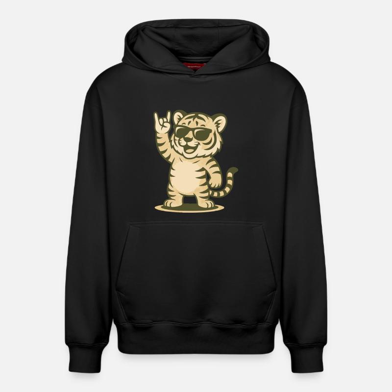 Tigre Rock’n’Roar - Sweat à capuche unisexe décontracté en coton biologique – de SPREAD - noir