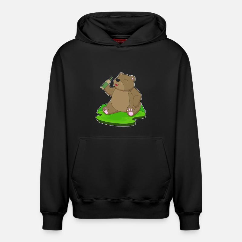 Bear bouteille de bière - Sweat à capuche unisexe décontracté en coton biologique – de SPREAD - noir
