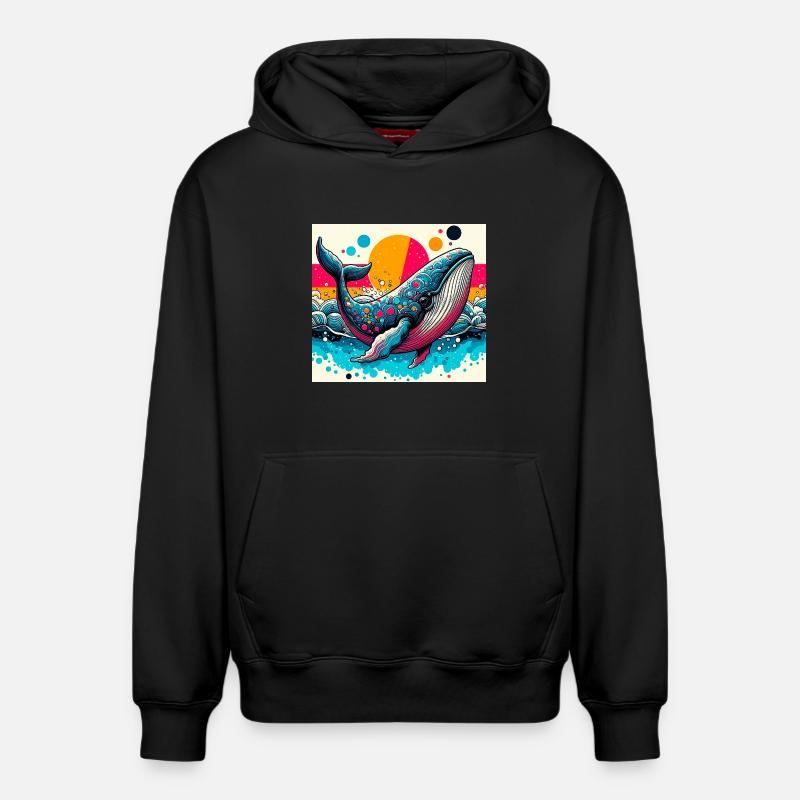 baleine - Sweat à capuche unisexe décontracté en coton biologique – de SPREAD - noir