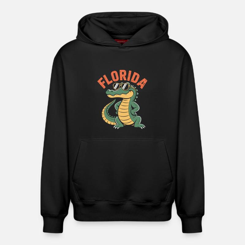 Alligator de Floride - Sweat à capuche unisexe décontracté en coton biologique – de SPREAD - noir