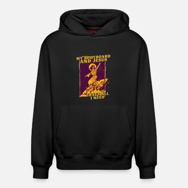 Bodyboarder Bodyboarder - Sweat à capuche unisexe décontracté en coton biologique – de SPREAD - noir