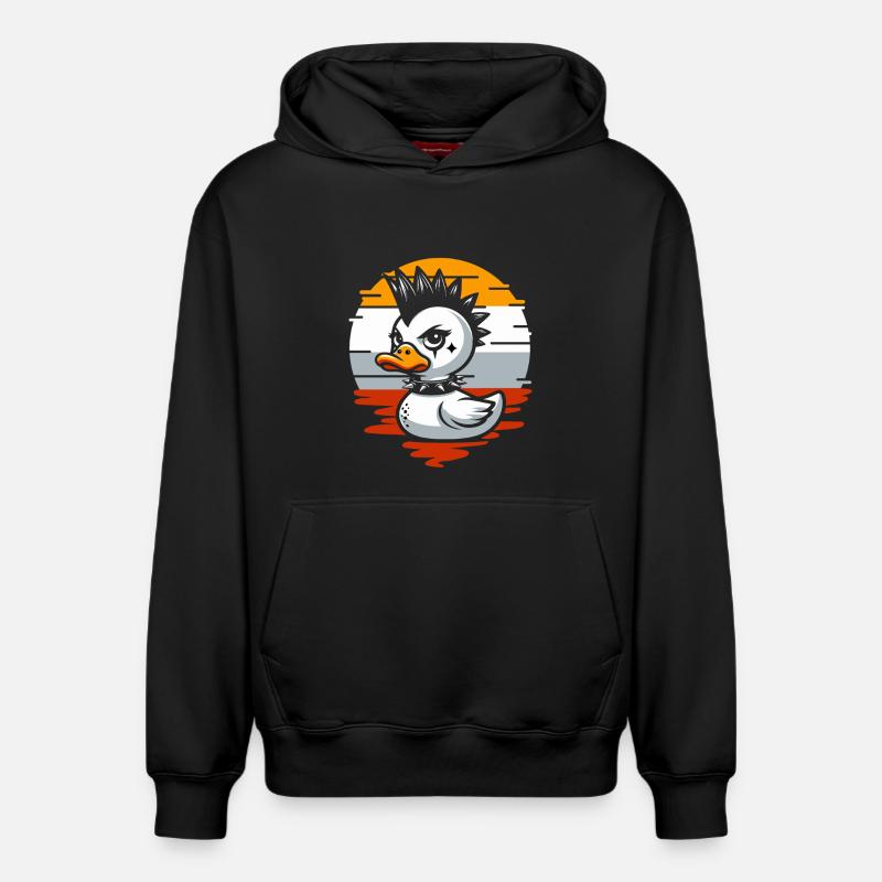 Punk Ducks Illustration - Sweat à capuche unisexe décontracté en coton biologique – de SPREAD - noir