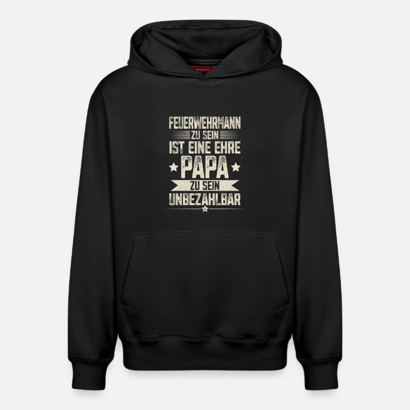 Papa pompier - Sweat à capuche unisexe décontracté en coton biologique – de SPREAD - noir