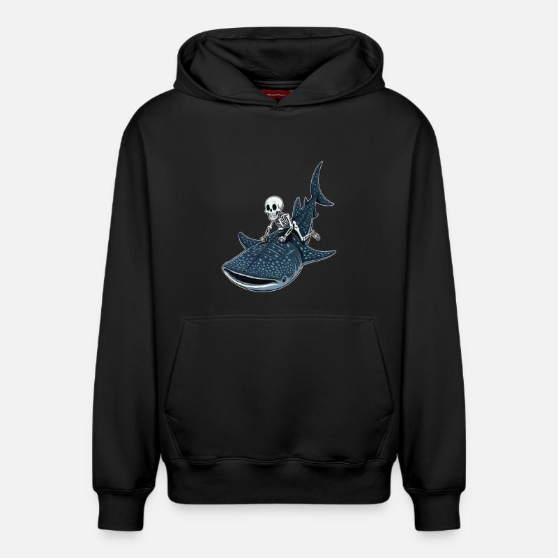 Squelette sur requin baleine Rhincodon - Sweat à capuche unisexe décontracté en coton biologique – de SPREAD - noir