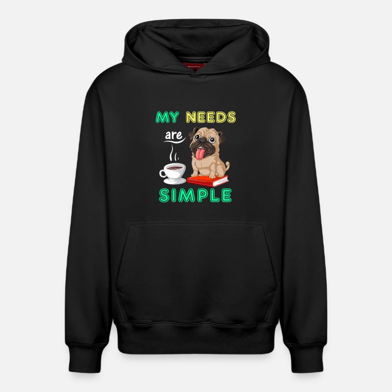 Mops Bücher Kaffeeshirt - Relaxed Unisex Organic Hoodie – von SPREAD - Schwarz