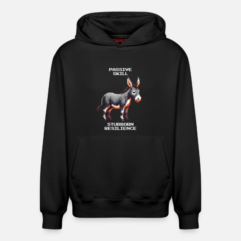 Âne : Endurance obstinée | Humour RPG - Sweat à capuche unisexe décontracté en coton biologique – de SPREAD - noir