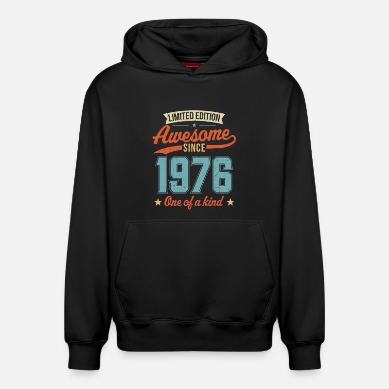 Génial depuis 1976 - Sweat à capuche unisexe décontracté en coton biologique – de SPREAD - noir