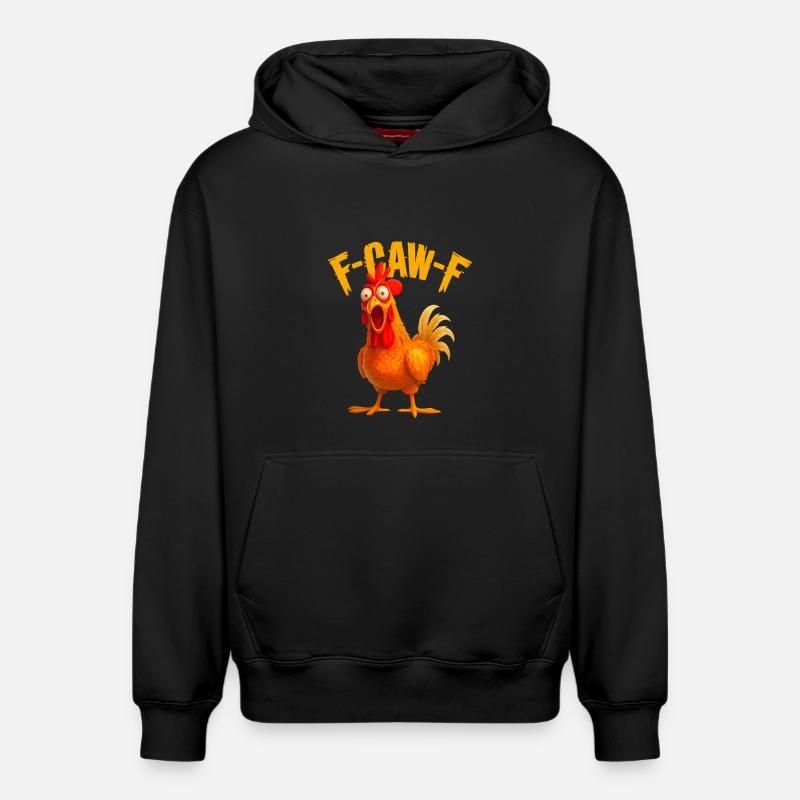 F-Caw-F Poulet - Sweat à capuche unisexe décontracté en coton biologique – de SPREAD - noir