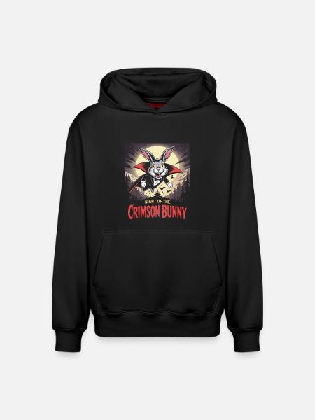 Night of the Crimson Bunny - Bunny Design - Relaxed Unisex Organic Hoodie – by SPREAD - black