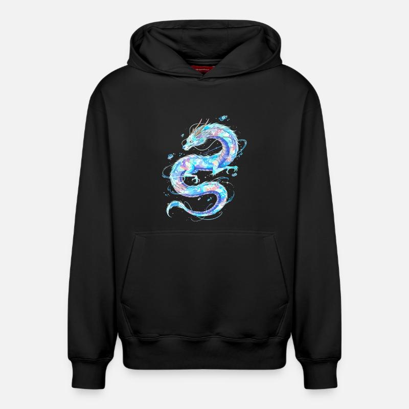 Dragon d’eau éthéré - Sweat à capuche unisexe décontracté en coton biologique – de SPREAD - noir