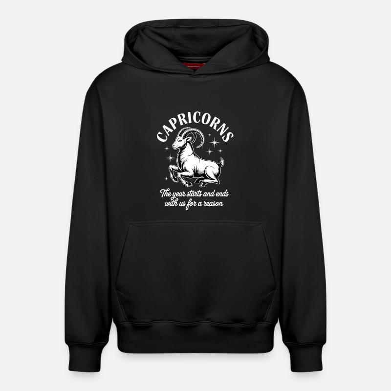 Steinbock Sternzeichen - Relaxed Unisex Organic Hoodie – von SPREAD - Schwarz