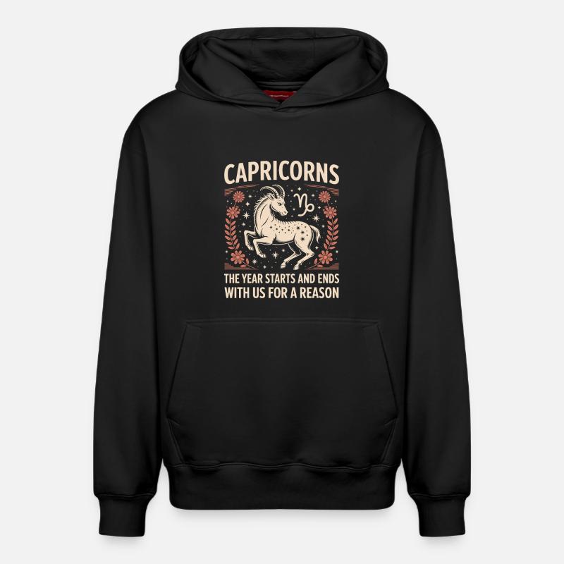 Steinbock Sternzeichen - Relaxed Unisex Organic Hoodie – von SPREAD - Schwarz