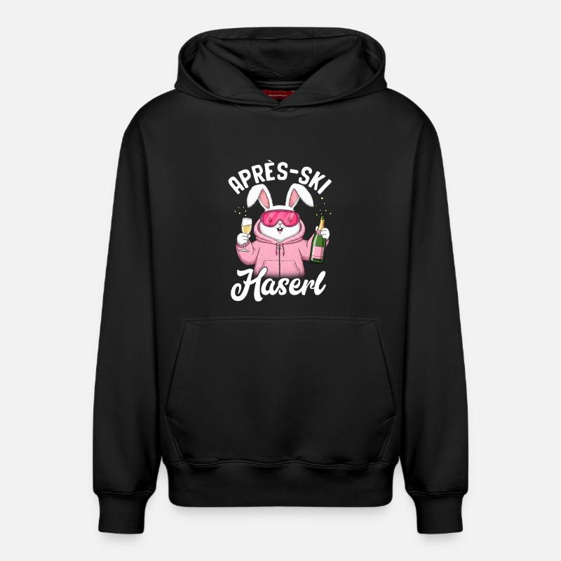 Lapin d’après-ski - Sweat à capuche unisexe décontracté en coton biologique – de SPREAD - noir