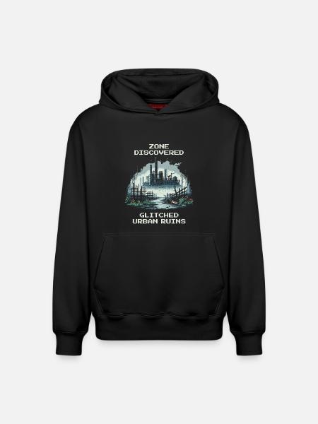 Zone Discovered: Bugged City Ruins - Relaxed Unisex Organic Hoodie – by SPREAD - black