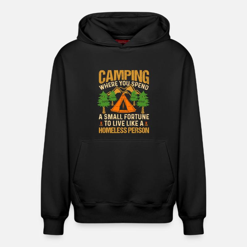 Camping - Sweat à capuche unisexe décontracté en coton biologique – de SPREAD - noir