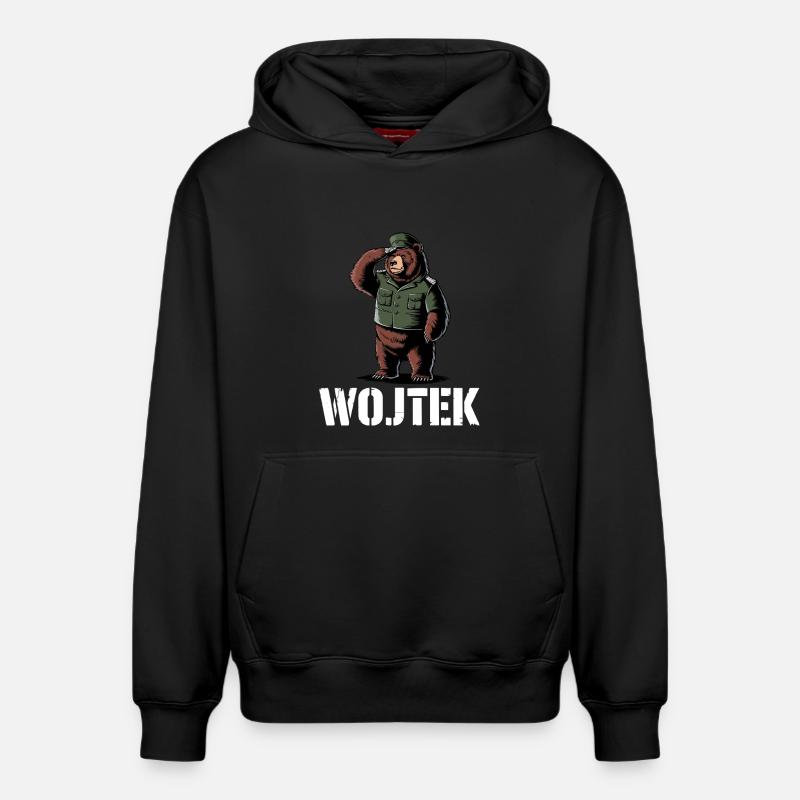 Wojtek Ours Look Militaire - Sweat à capuche unisexe décontracté en coton biologique – de SPREAD - noir