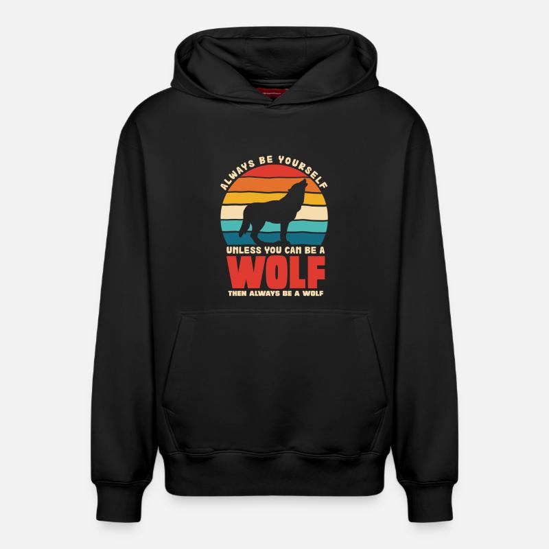 Wolfsruf: Sei Immer Du Selbst - Relaxed Unisex Organic Hoodie – von SPREAD - Schwarz
