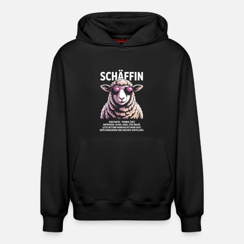 Schäffin Chefin Lustiges Schaf-Motiv - Sweat à capuche unisexe décontracté en coton biologique – de SPREAD - noir