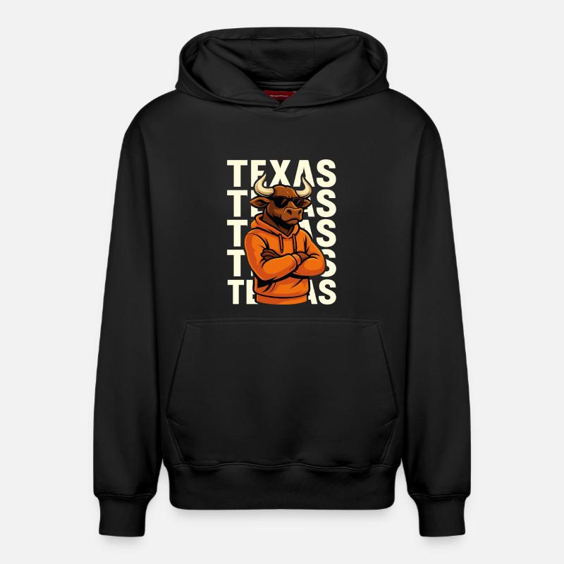 Taureau cool à la texane - Sweat à capuche unisexe décontracté en coton biologique – de SPREAD - noir