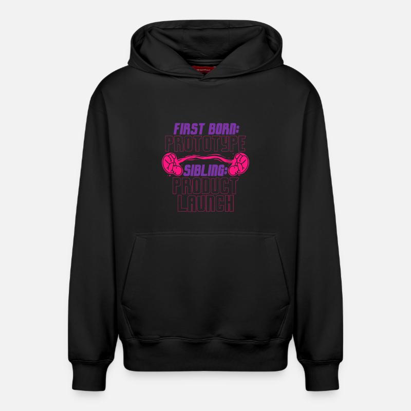 Premier-né Frère Sœur - Sweat à capuche unisexe décontracté en coton biologique – de SPREAD - noir