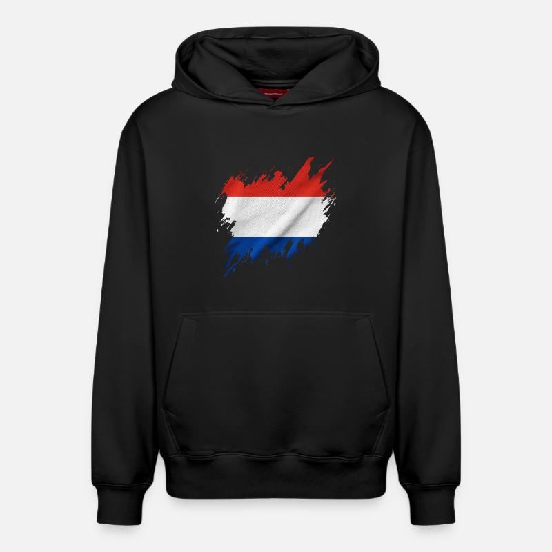 Drapeau néerlandais, style déchiré - Sweat à capuche unisexe décontracté en coton biologique – de SPREAD - noir
