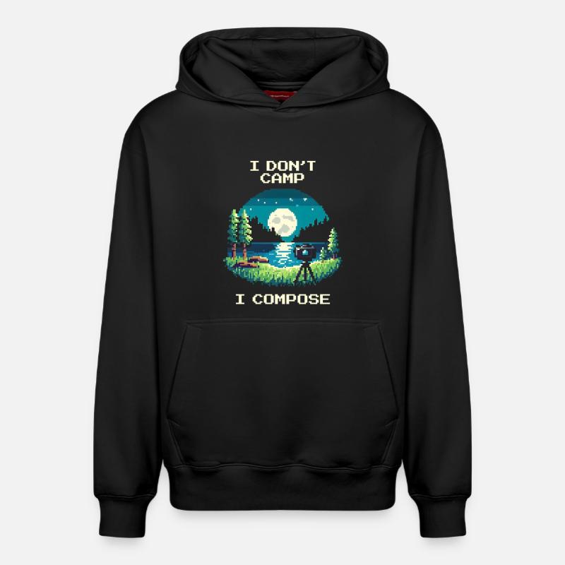 I don't camp, I compose | Composition - Relaxed Unisex Organic Hoodie – by SPREAD - black
