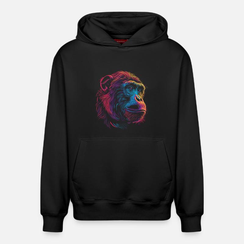 Neon Psychedelischer Affe - Relaxed Unisex Organic Hoodie – von SPREAD - Schwarz