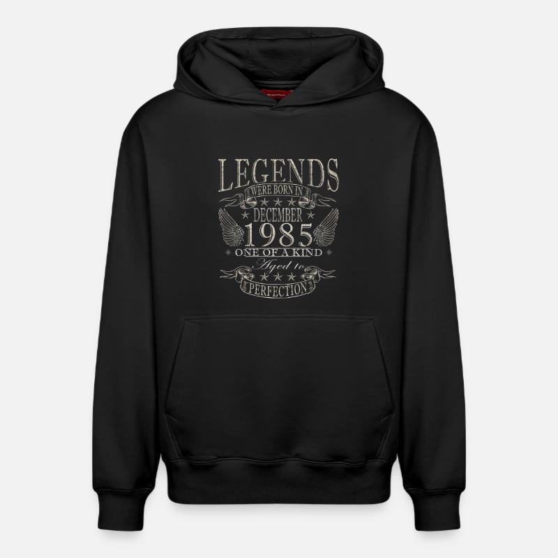Cadeau d’anniversaire de décembre 1985 - Sweat à capuche unisexe décontracté en coton biologique – de SPREAD - noir