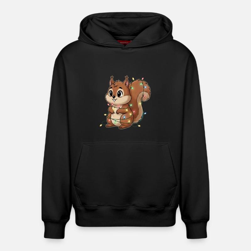 Lichterbehängtes Eichhörnchen - Relaxed Unisex Organic Hoodie – von SPREAD - Schwarz