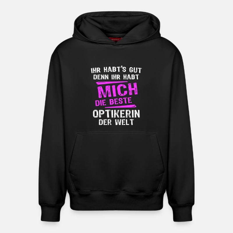 Opticien Spruch - Sweat à capuche unisexe décontracté en coton biologique – de SPREAD - noir