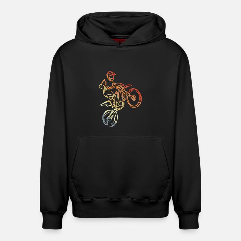 Dessin de pilotes de motocross - Sweat à capuche unisexe décontracté en coton biologique – de SPREAD - noir