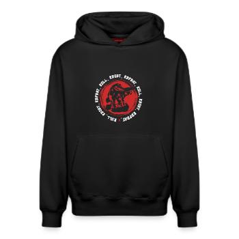 Réinitialisation du jet de judo arts martiaux - Sweat à capuche unisexe décontracté en coton biologique – de SPREAD - noir - Devant - AI Model Female 172 light (172cm) & AI Model Male 178 dark (178cm)
