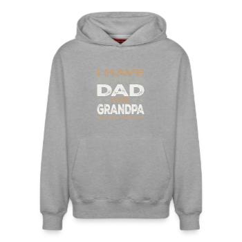 Dad and Grandpa I Rock Them Both Proud Family  - Relaxed Unisex Organic Hoodie – by SPREAD - heather grey - Front - AI Model Female 172 dark (172cm) & AI Model Male 178 light (178cm)