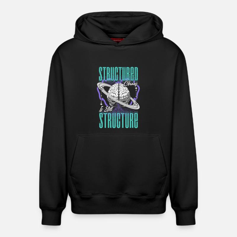 Neurodiversité neurodivergente structurée chaos - Sweat à capuche unisexe décontracté en coton biologique – de SPREAD - noir