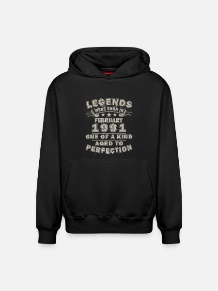 February 1991 Birthday Gift - Relaxed Unisex Organic Hoodie – by SPREAD - black
