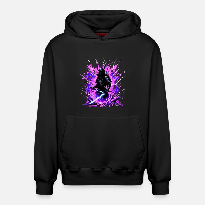 Cyber Samurai – Synthwave Katana Geist - Sweat à capuche unisexe décontracté en coton biologique – de SPREAD - noir