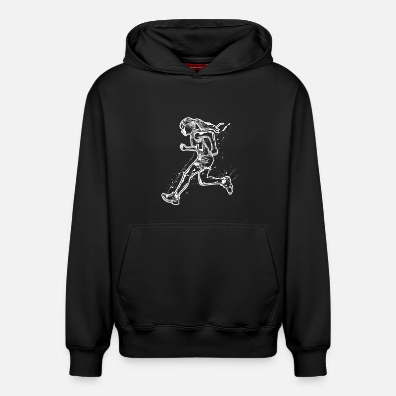 Sketch du coureur - Sweat à capuche unisexe décontracté en coton biologique – de SPREAD - noir