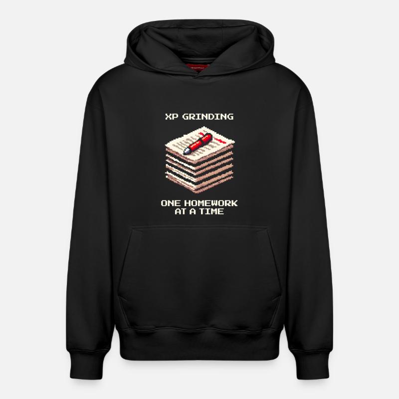XP Grind : Devoirs pour devoirs | École - Sweat à capuche unisexe décontracté en coton biologique – de SPREAD - noir