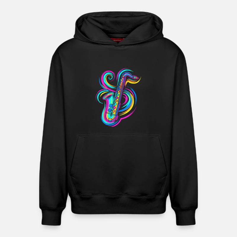 Saxophone - Sweat à capuche unisexe décontracté en coton biologique – de SPREAD - noir