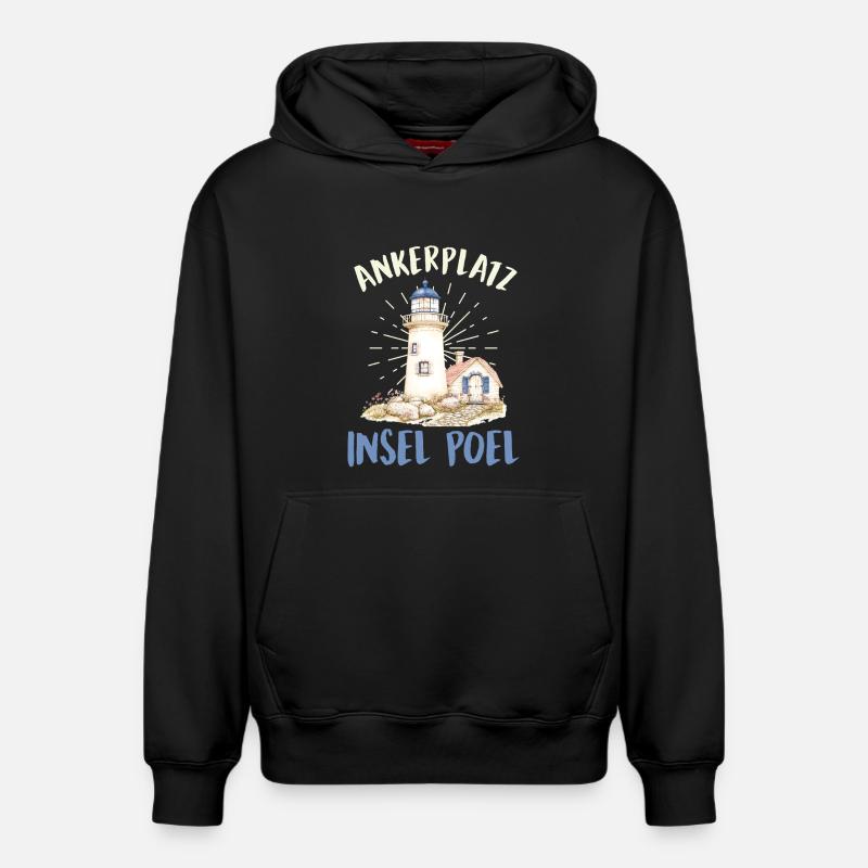 Marins ANCHORAGE ISLAND POEL Fun - Sweat à capuche unisexe décontracté en coton biologique – de SPREAD - noir