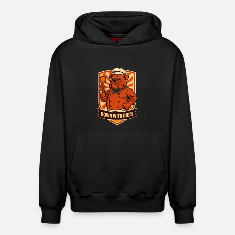 Bouledogue Cuisinier Sans Diète - Sweat à capuche unisexe décontracté en coton biologique – de SPREAD - noir