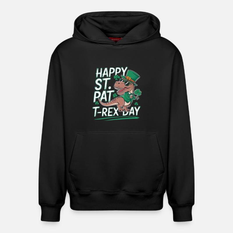 Chapeau de T-Rex de Saint-Patrick - Sweat à capuche unisexe décontracté en coton biologique – de SPREAD - noir