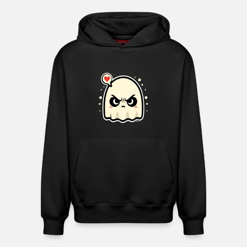 Wütender Geist mit Herz Sprechblase - Relaxed Unisex Organic Hoodie – von SPREAD - Schwarz