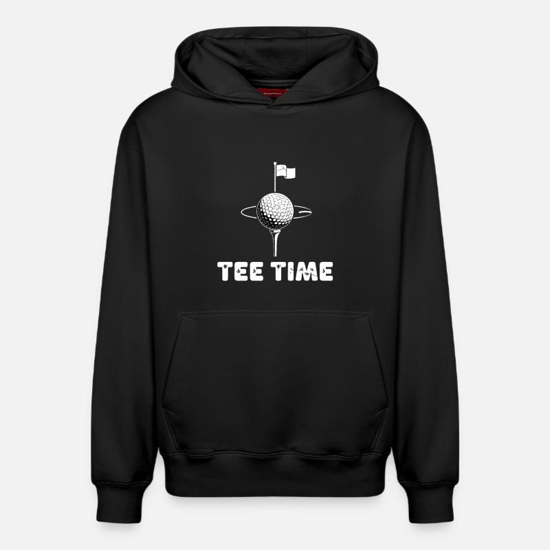 Golf Tee Time - Relaxed Unisex Organic Hoodie – von SPREAD - Schwarz