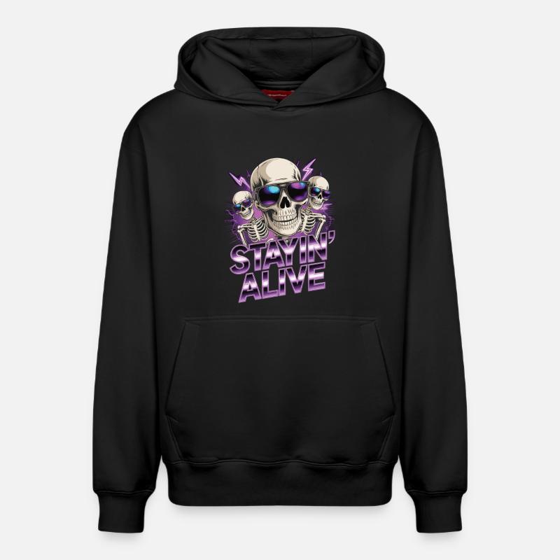 T-shirt Retro Skull – Conception néon - Sweat à capuche unisexe décontracté en coton biologique – de SPREAD - noir
