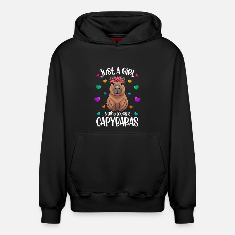 Fille amante du capybara doux - Sweat à capuche unisexe décontracté en coton biologique – de SPREAD - noir