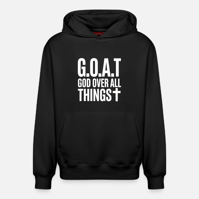 G.O.A.T Dieu Sur Toute Croix - Sweat à capuche unisexe décontracté en coton biologique – de SPREAD - noir