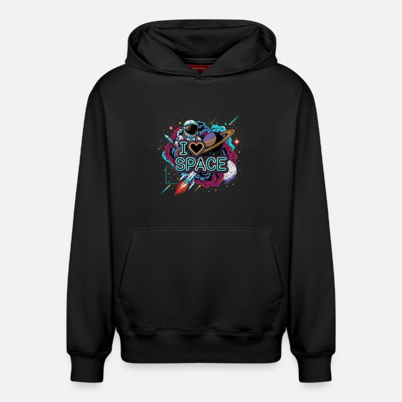 J’adore Space Astronaut - Sweat à capuche unisexe décontracté en coton biologique – de SPREAD - noir