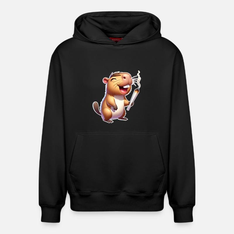 Mauvaise herbe de la capybara - Sweat à capuche unisexe décontracté en coton biologique – de SPREAD - noir