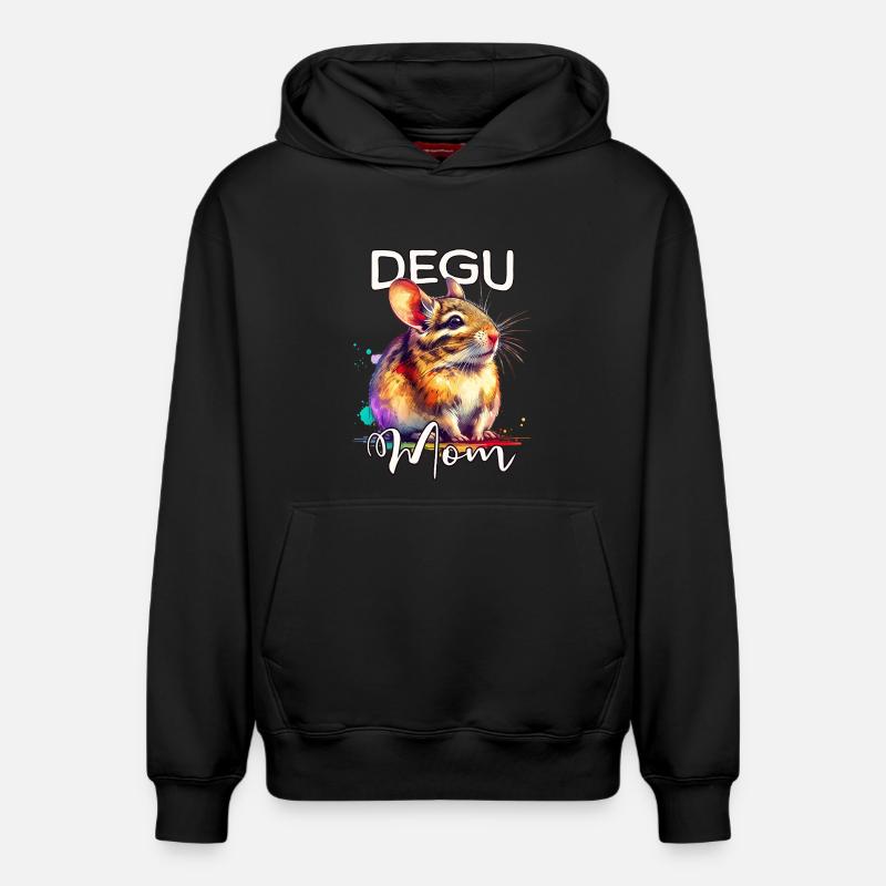 Degu Mama - Sweat à capuche unisexe décontracté en coton biologique – de SPREAD - noir